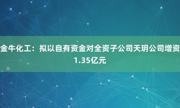 金牛化工:擬以自有資金對全資子公司天玥公司增資1.35億元