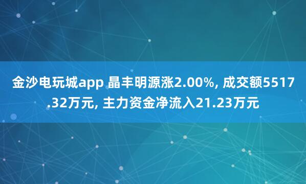 金沙電玩城app 晶豐明源漲2.00%, 成交額5517.32萬元, 主力資金凈流入21.23萬元